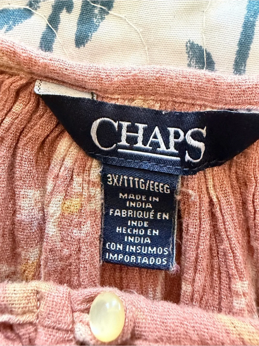 Chaps Rusty Rose Floral Long Sleeve Peasant Blouse - Picture 2 of 4